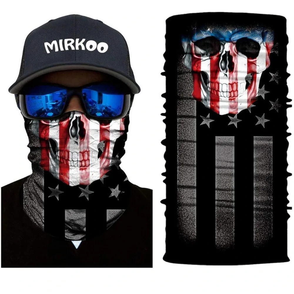 Skull Face Sun Scarf, mask multiuse Elastic Neck Gaiter UV Protection